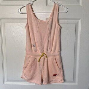 Nike Sportswear Gym Terry Romper Jumpsuit Shorts Teen Girls Size Small Pink